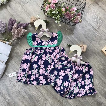 Bộ lanh hoa bé gái size 6-10  -b20275